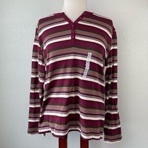 NWT PBX BASICS Womens Long Sleeve Cotton Blend Top Size L